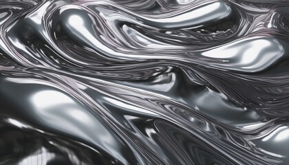 glossy silver metal fluid glossy chrome mirror water effect background backdrop texture 3d render illustration
