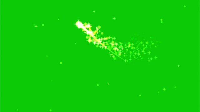 Magical Flying Glitter Trail Animation with Sparkling Golden Particles on Green Screen for Fantasy VFX and Logo Reveal Compositing