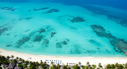 Aerial Tropical Beach with Turquoise Water