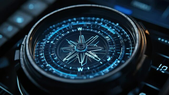 Close-up of a futuristic compass