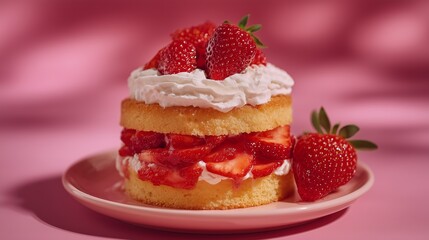 strawberry shortcake product photo with colorful playful background setup