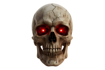 Fototapeta premium Human skull, glowing red eyes