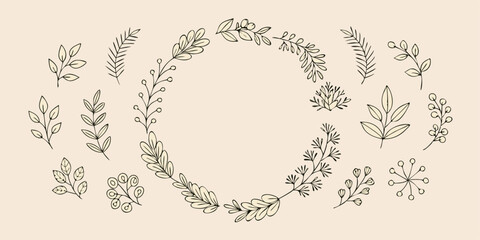 Golden wheat ears form a natural frame, an elegant vintage floral design