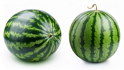 single full watermelon isolated on white background full depth of field