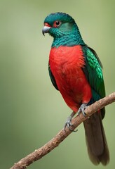Obraz premium Vibrant Exotic Bird quetzal, emerald green and red feathers - Studio Portrait