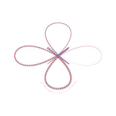 Abstract Floral Design with Geometric Elements and Text on Black Silhouette