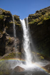 Kvernufoll Waterfall vertical with rainbow