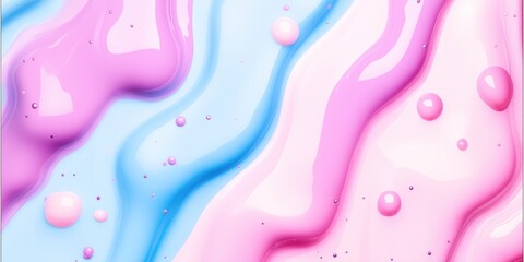 Pink, light blue and white paint mixing together creating a marble effect