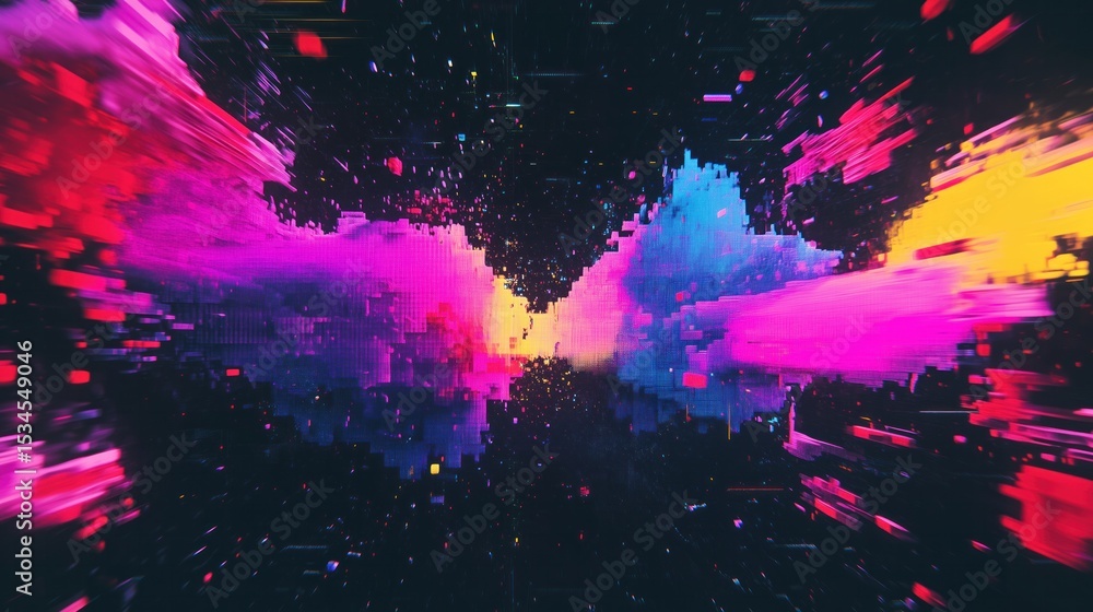 Fototapete Pixel sorting glitch effect creating abstract colorful design
