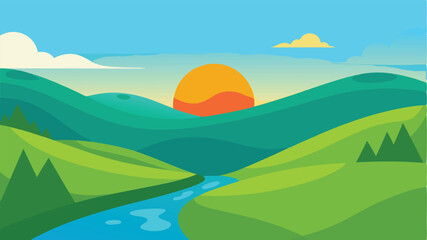 Obraz premium landscape with mountains and blue sky