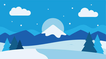 winter landscape with trees and mountains