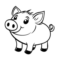 Fototapeta premium Happy Cartoon Piglet Smiling Vector