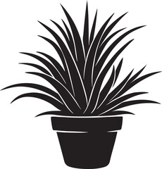 Plant in pot silhouette clean vector, Indoor greenery decor illustration