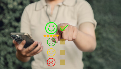 Customer service satisfaction survey concept, Rating Customer Satisfaction Online. Rating interface...