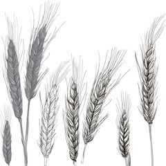 cereal plants set isolated on white background