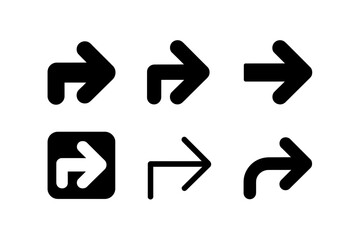 Collection of various black arrow symbols pointing right