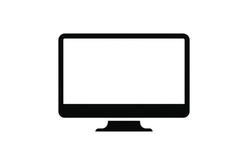 Black and white desktop computer monitor icon art