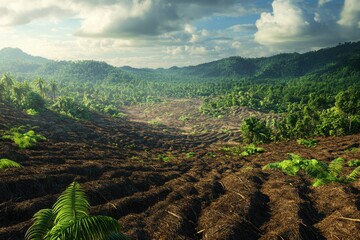 A detailed visualization of deforestation and its environmental effects highlighting environmental importance.