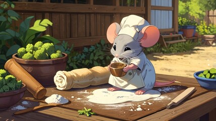 little mouse cook cooks pancakes