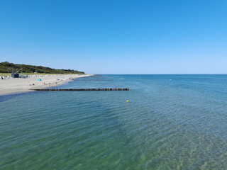Meer, Ostsee, Strand, Wald, Horizont, Himmel, Sommer