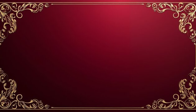 Ornate Golden Frame on Red Background