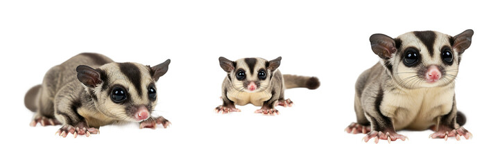 Cute Sugar Gliders Facing Forward Transparent Background

