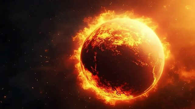 Burning earth in space, global warming and climate change concept - Powered by Adobe
