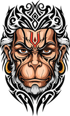 Obraz premium Detailed artwork depicting the hindu deity hanuman in a vibrant and ornamental style