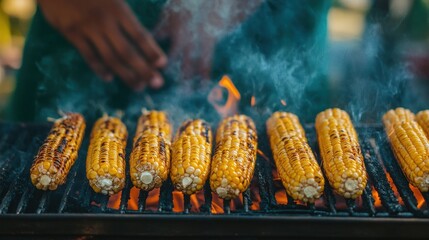 Grilled corn on a barbecue (4)