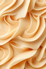 Swirling Creamy Texture for Gluten Free Low Carb Desserts Food. Sweet Delicate Decoration. Tasty Beige Icing Surface Pattern.