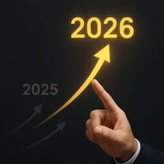 Wskaźnik wskazujący wzrostowy trend ku 2026 roku – koncepcja rozwoju, planowania i postępu w nowym roku