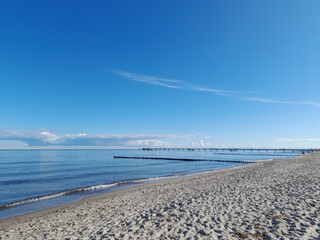 Meer, Ostsee, Strand, Wald, Horizont, Himmel, Sommer
