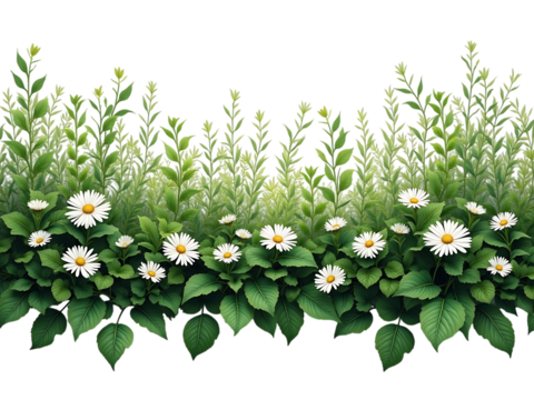 Vibrant Spring Border Daisies and Lush Greenery - Powered by Adobe