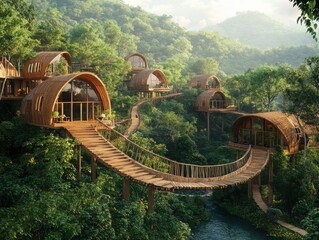 A detailed visualization of eco friendly tourism and nature trails highlighting environmental importance.