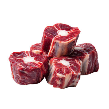 raw beef oxtail pieces isolated die-cut