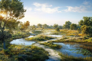 A detailed visualization of eco friendly tourism and nature trails highlighting environmental importance.