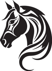 Elegant black horse head silhouette vector graphic design on a white background
