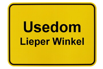 Illustration eines Ortsschildes des Lieper Winkels auf der Insel Usedom