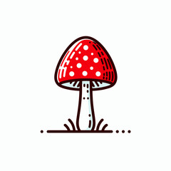 Fly agaric mushroom in a simple design with a vivid appearance and copy space
