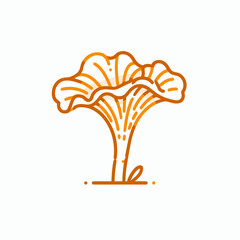 Chanterelle mushroom with a delicate design and warm colors and copy space