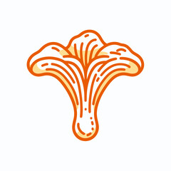 Chanterelle mushroom in a vibrant design with a playful style and copy space