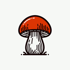 Porcini mushroom in bold style with a simple design and copy space