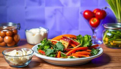 Nutritious Meal Plans for a Balanced Lifestyle, Colored gel lighting. isolated with white highlights