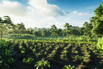 A detailed visualization of forest conservation and tree planting initiatives highlighting environmental importance.