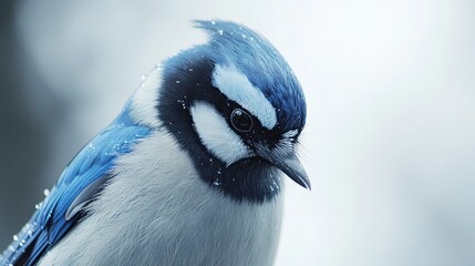 A jay perched pointedly with its neck stretched