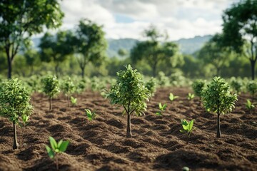 A detailed visualization of forest conservation and tree planting initiatives highlighting environmental importance.