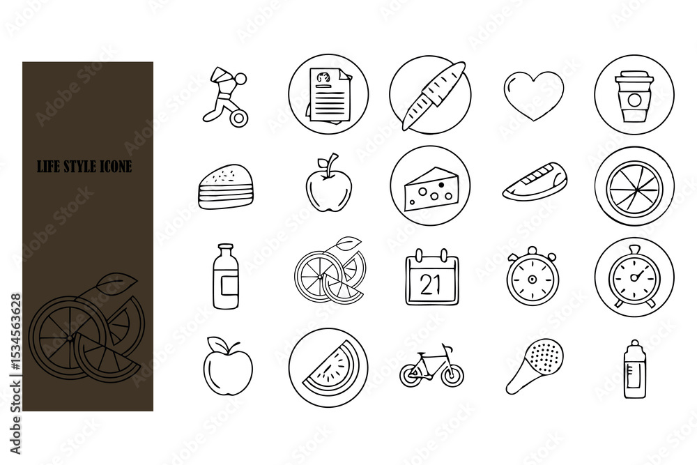 Aufkleber set of vector icons and symbols for web design and internet illustration