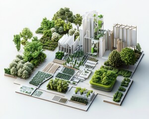 A detailed visualization of green architecture and sustainable building materials highlighting environmental importance.