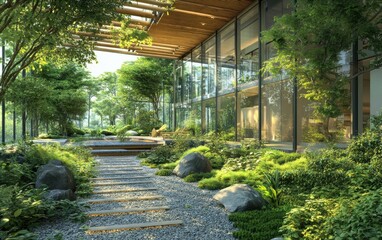 A detailed visualization of green architecture and sustainable building materials highlighting environmental importance.