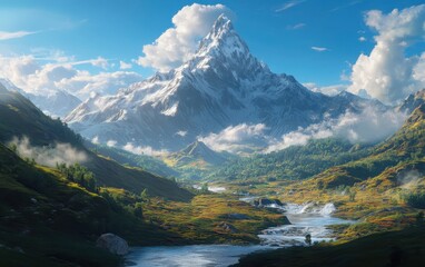 A detailed visualization of mountain landscapes untouched by development highlighting environmental importance.